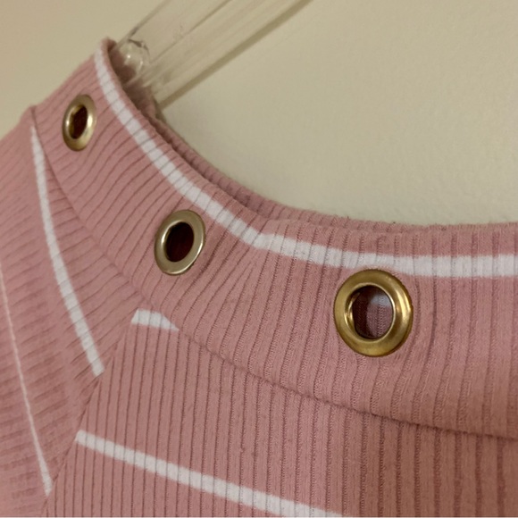 White-stripped Pink Bodycon Dress - Picture 3 of 5